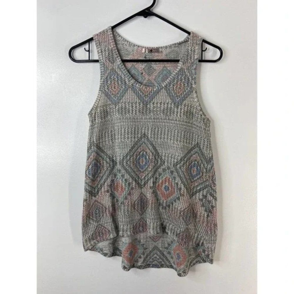 Blu Planet Tank Top Women’s Medium Southwestern Aztec Crochet Boho Prairie